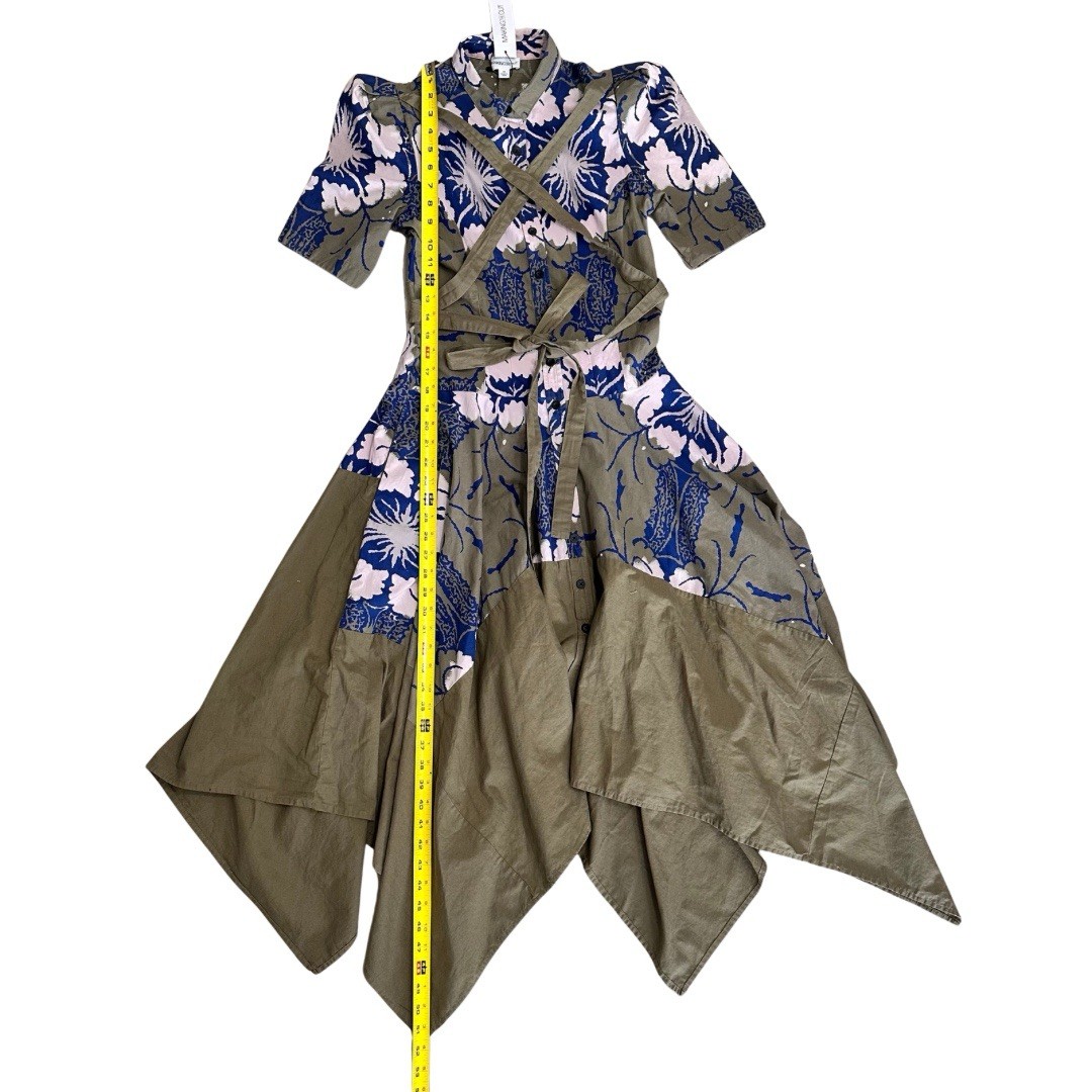 Making the Cut Army GreenFloral Self Tie Dress XS Season2 Winner Pockets NWT