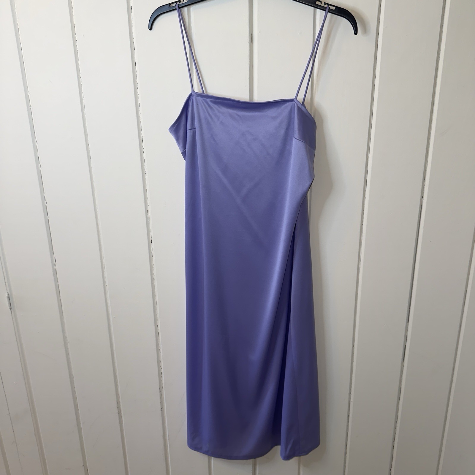 Satin Slip Dress S women Midi straight spaghetti strap Lavender No label or size