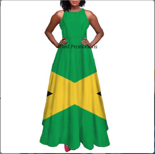 Jamaican Maxi Dress Jamaica Flag colors