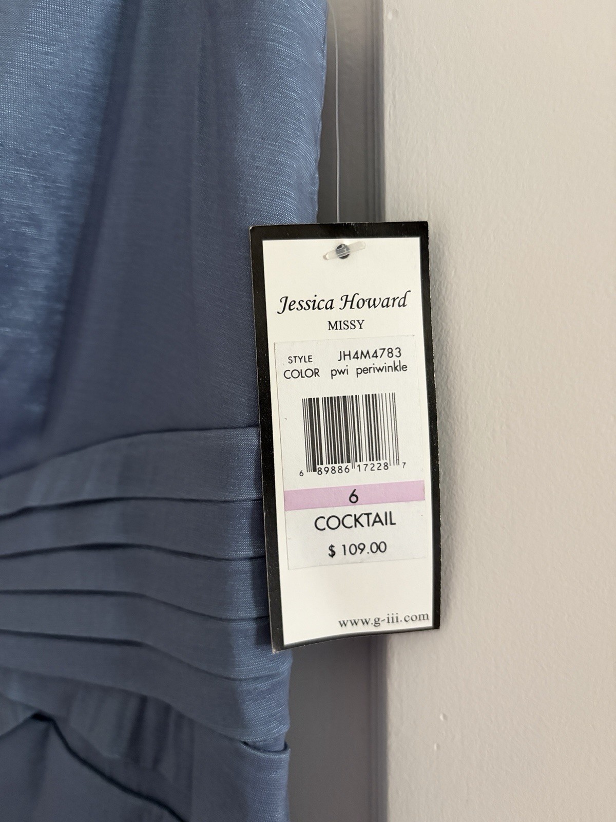 Jessica Howard Periwinkle Beaded Sheath Dress V-Neck Knee Length 6