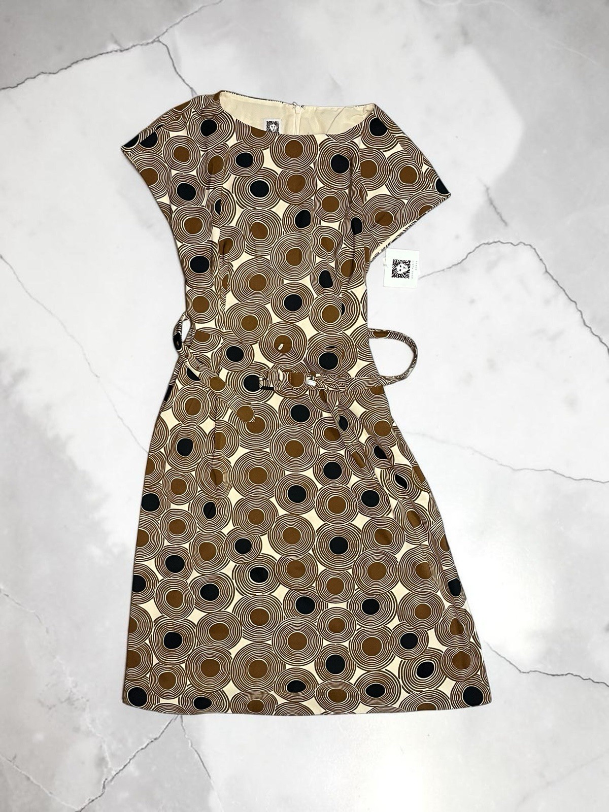 NWT Anne Klein Brown & Black Concentric Circle Print Sheath Dress Size 4