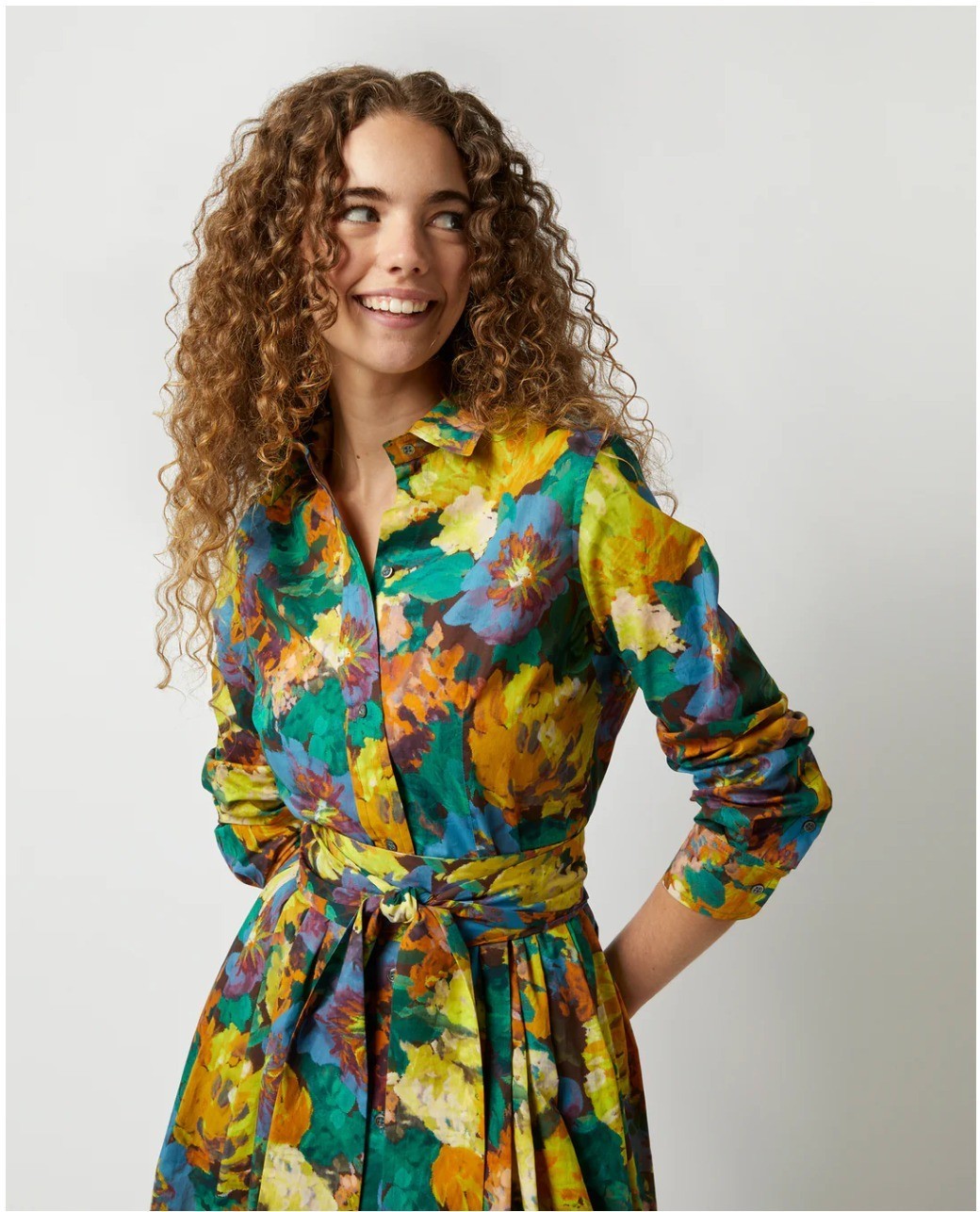 Ann Mashburn S Multi Artists Bouquet Liberty Classic Shirtwaist Maxi Dress NEW
