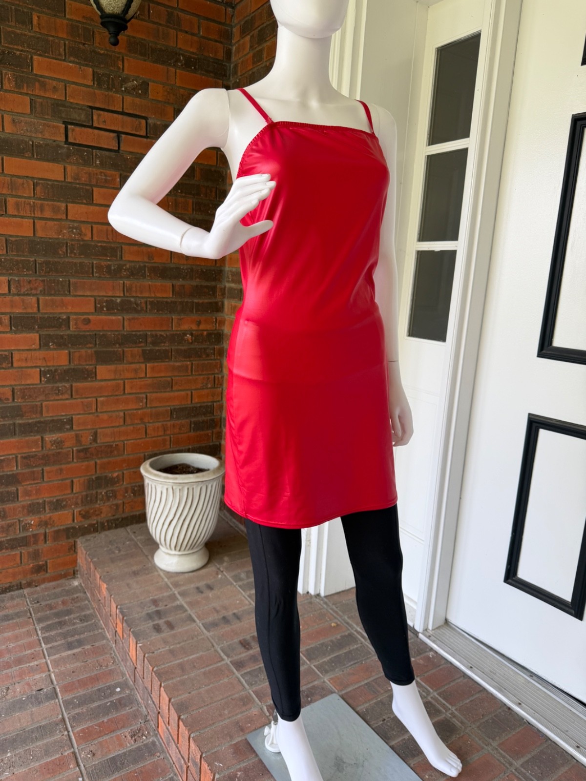 SPIRIT SIZE MEDIUM Red Spagehttii Straps Knee Length Stretch Spandex Blend
