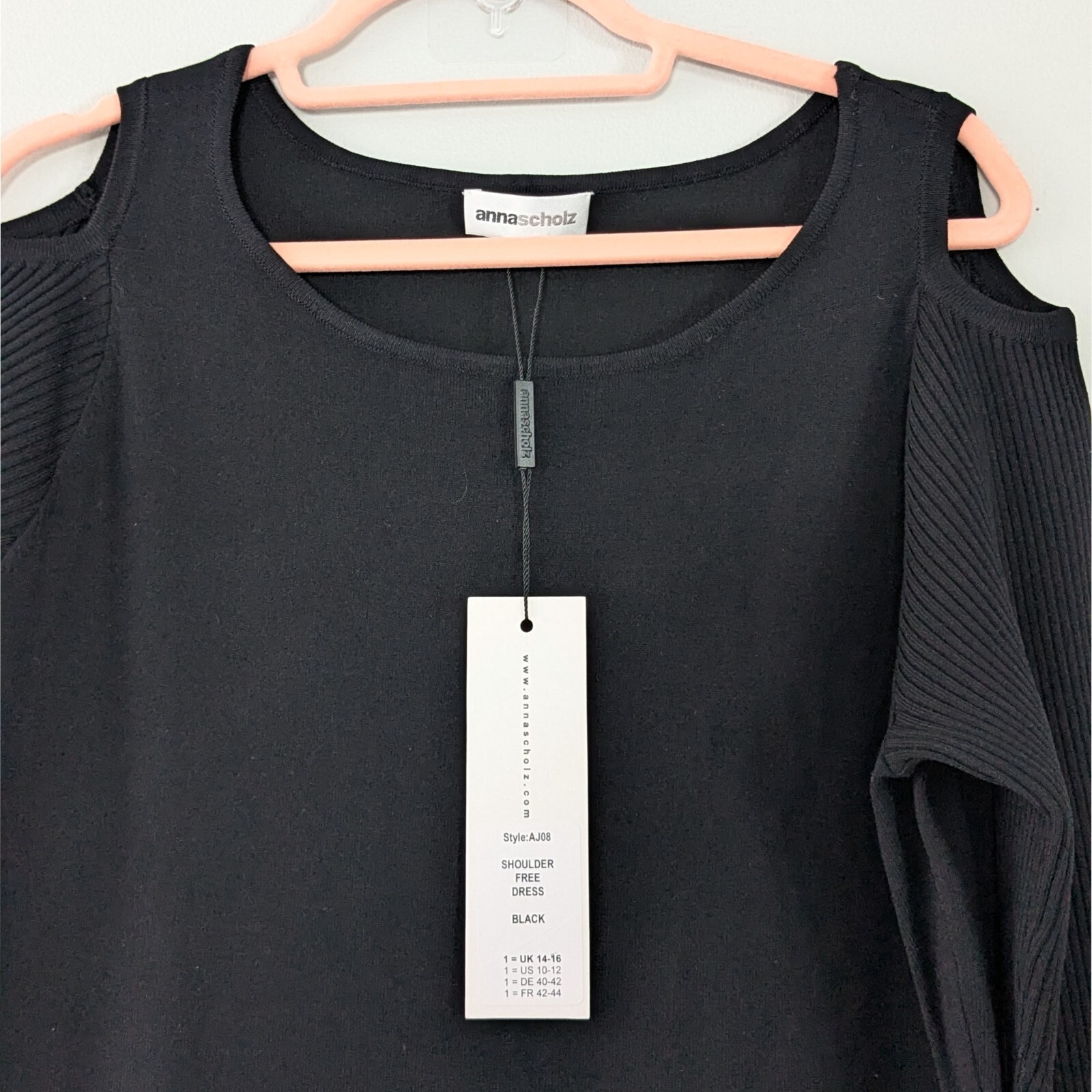 Anna Scholz Cold Shoulder Stretchy Midi Dress Black Size 1 US 10-12 NWT