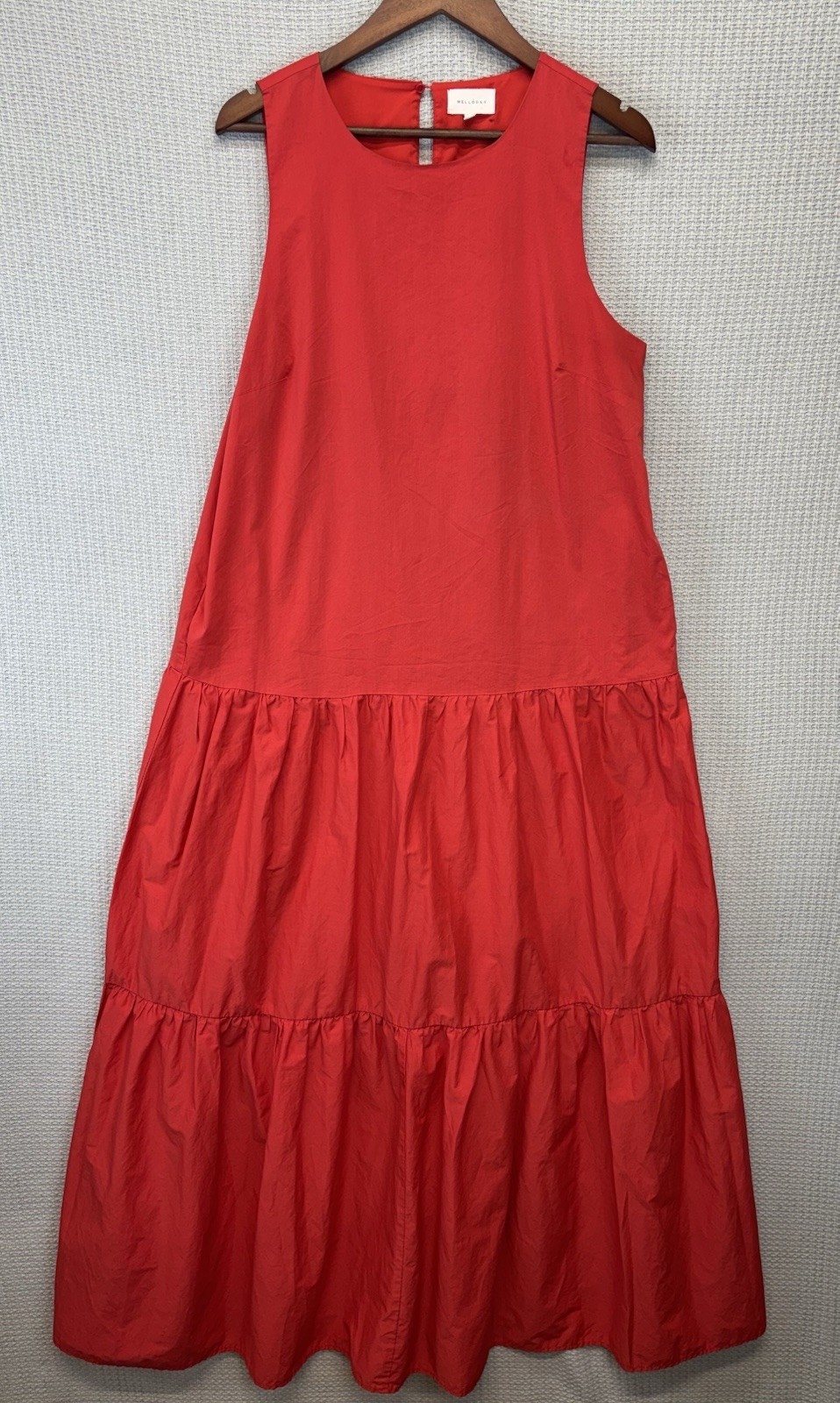 Melloday Tiered Red Maxi Dress Women XL Smocked Sleeveless Boho Preppy July 4th