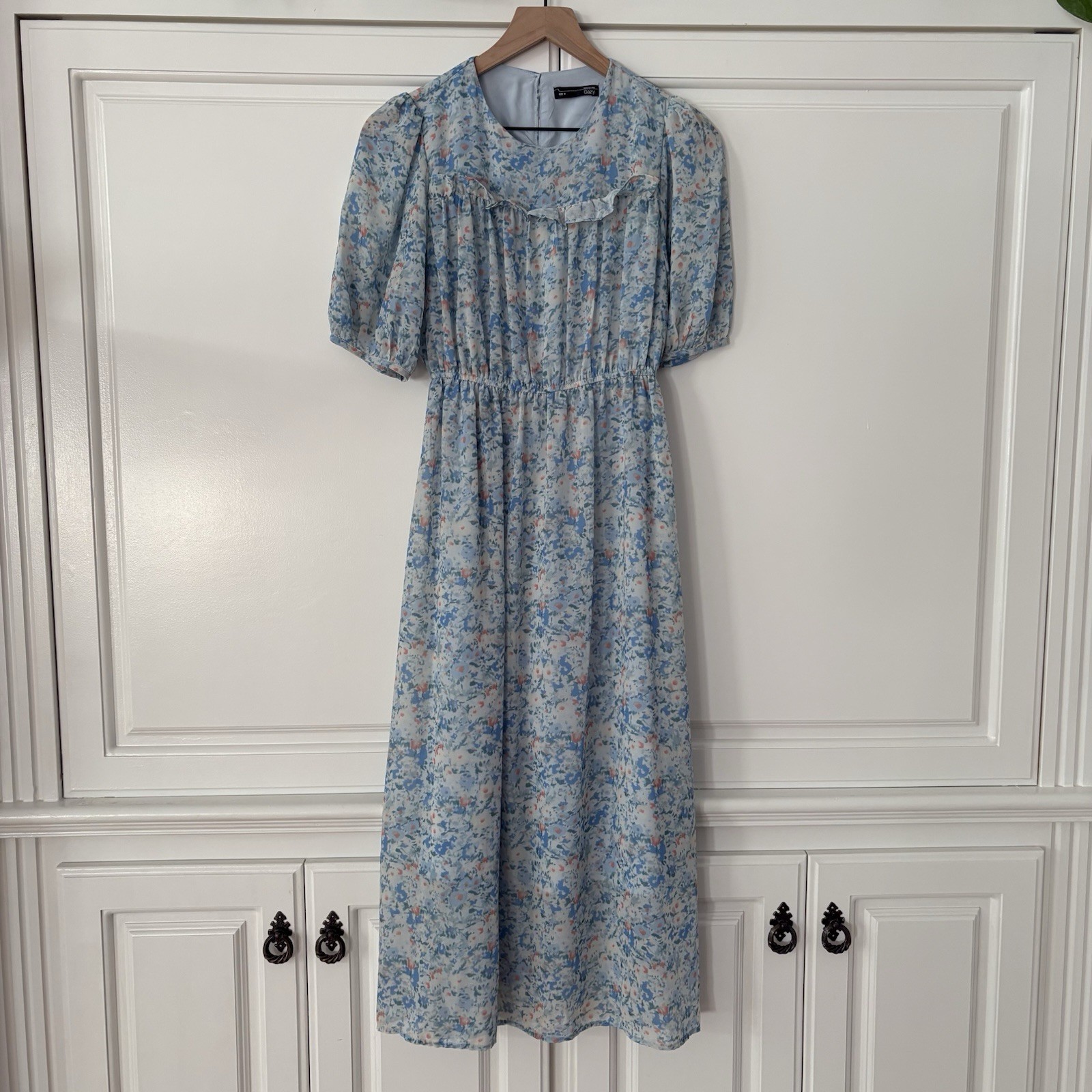 Dazy Medium Blue Floral Ruffle Dress
