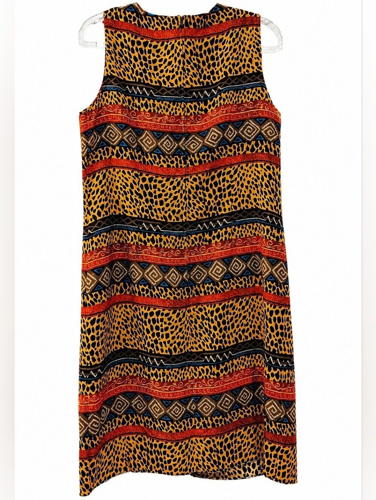 Vintage 90s Sag Harbor Tribal Geometric Animal Print Dress.