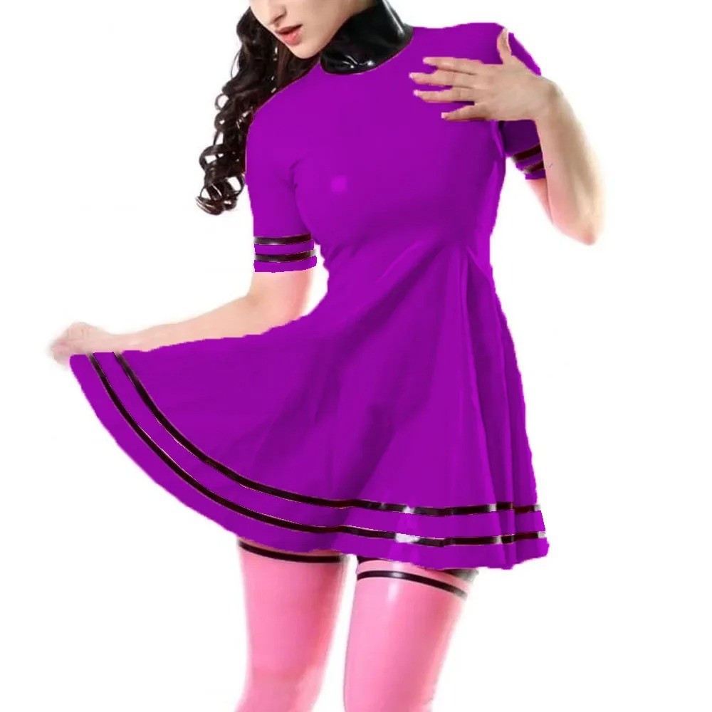 Sexy Short Sleeve Dress Chic Trendy Elegant Sweet PVC Dress Faux PU Club Dresses