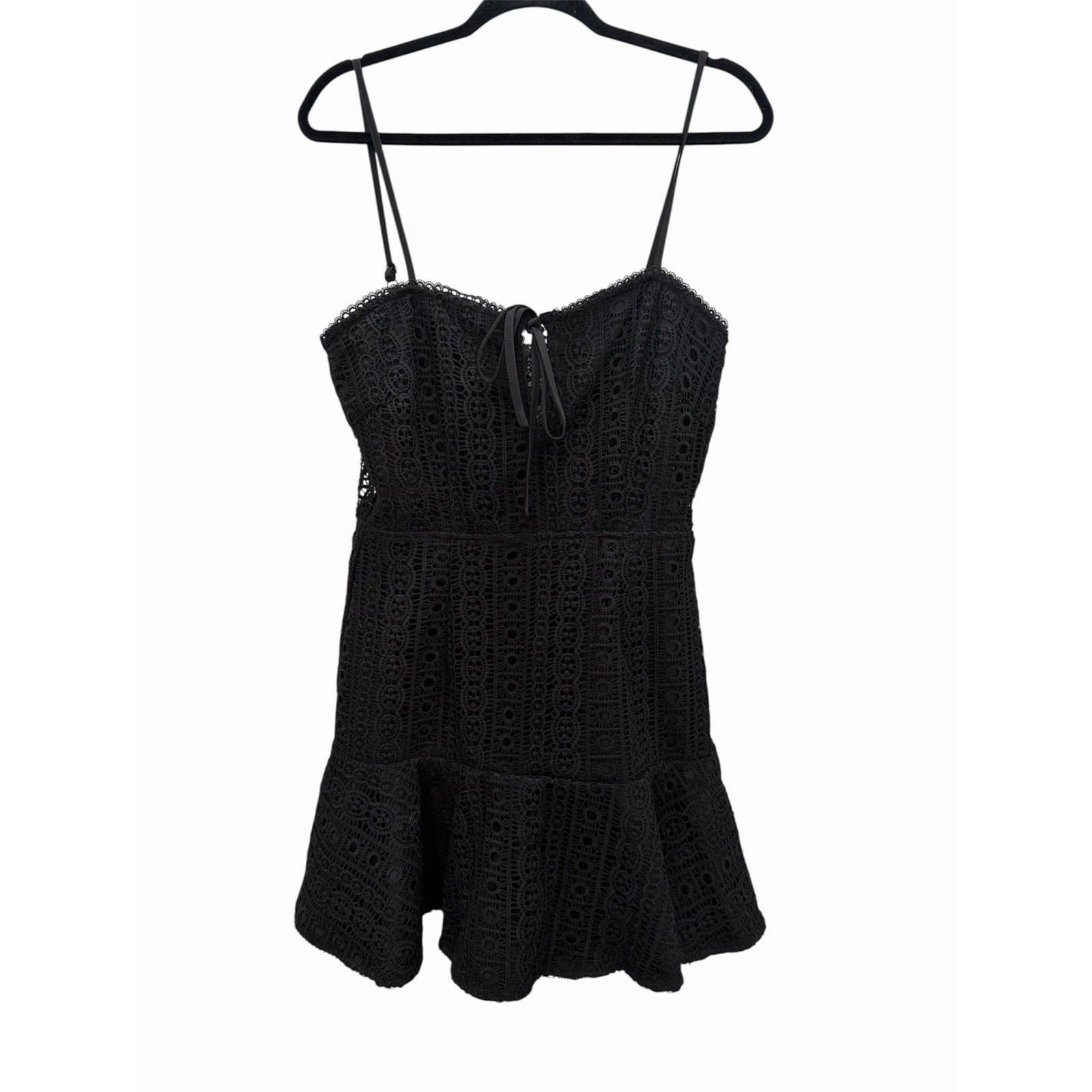 BY THE WAY Del Crochet Keyhole Mini Dress in Black Revolve Coquette LBD Size L