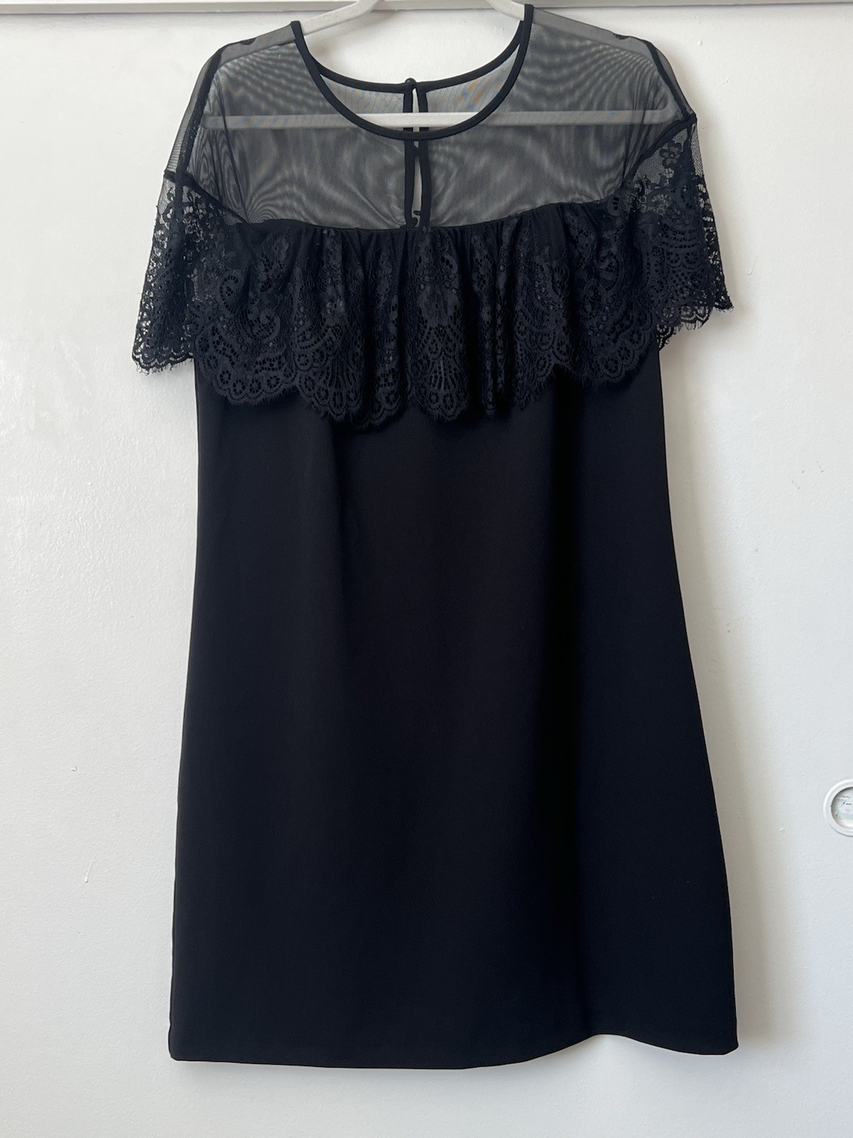 Roz & Ali Black Lace Overlay Dress Size 12 Goth Girl