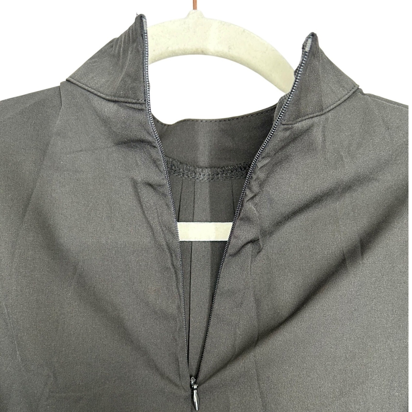 Basic Black Long-Sleeved Dress Elastic Waist Pleated Skirt MISSING BELT M NWOT