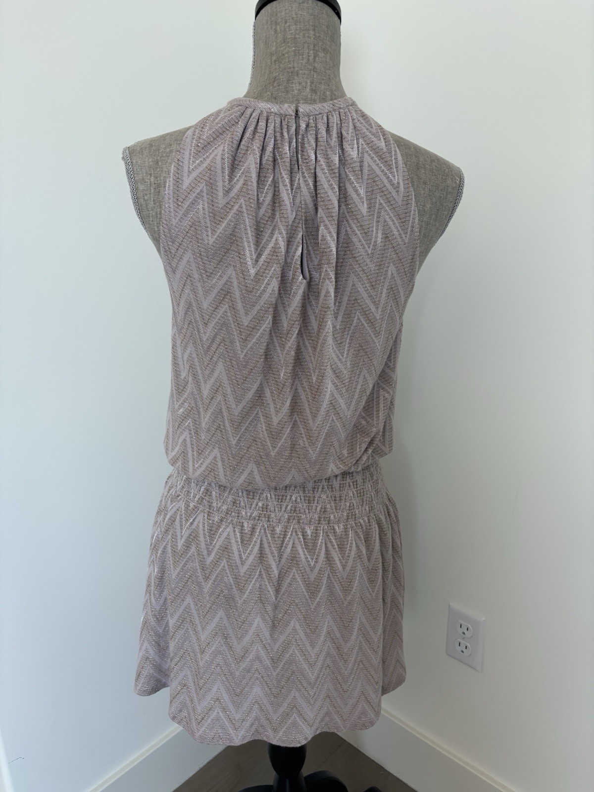 New Ramy Brook Chevron Zig Zag Halter Purple Dress Size XXS 00 LINED
