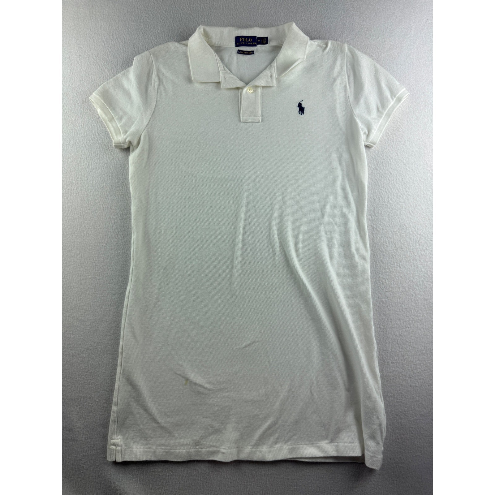 Polo Ralph Lauren White The Mesh Mini Cotton Pique Polo Dress Womens Medium