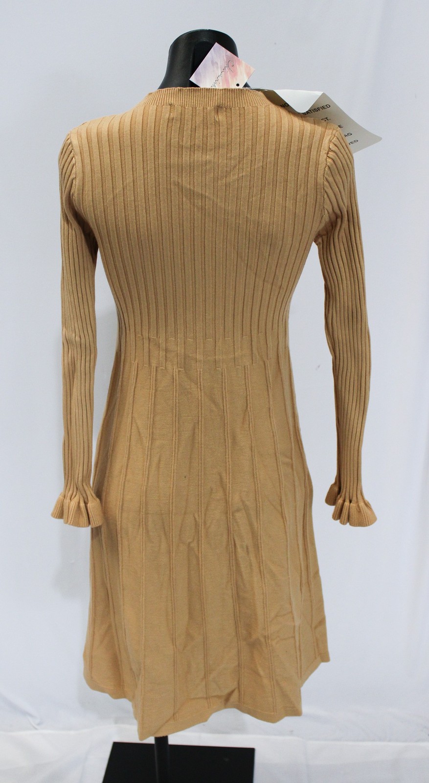 Chic Wish Women’s Long Sleeve Pleated Knit Twinset Dress AC2 Apricot Medium NWT