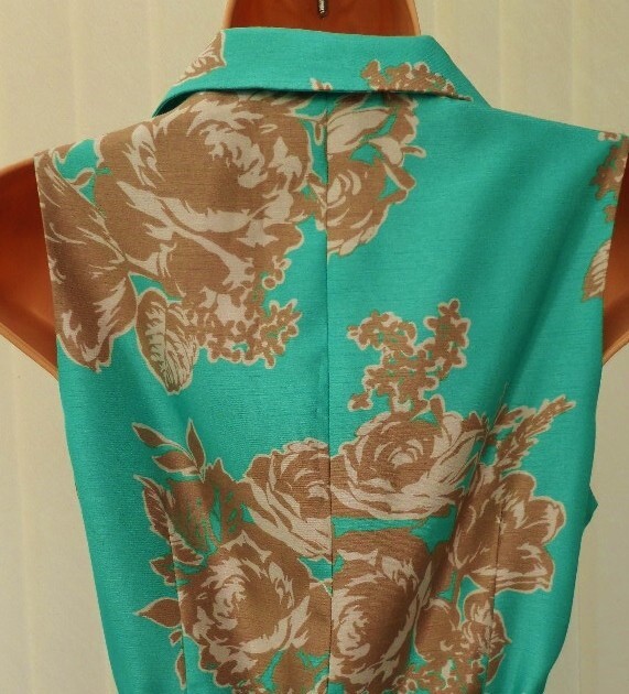 ELIZA J TURQUOISE GOLD IVORY FLORAL SATEEN 50’S PLEAT FLARE MIDI DRESS 8 NWOT