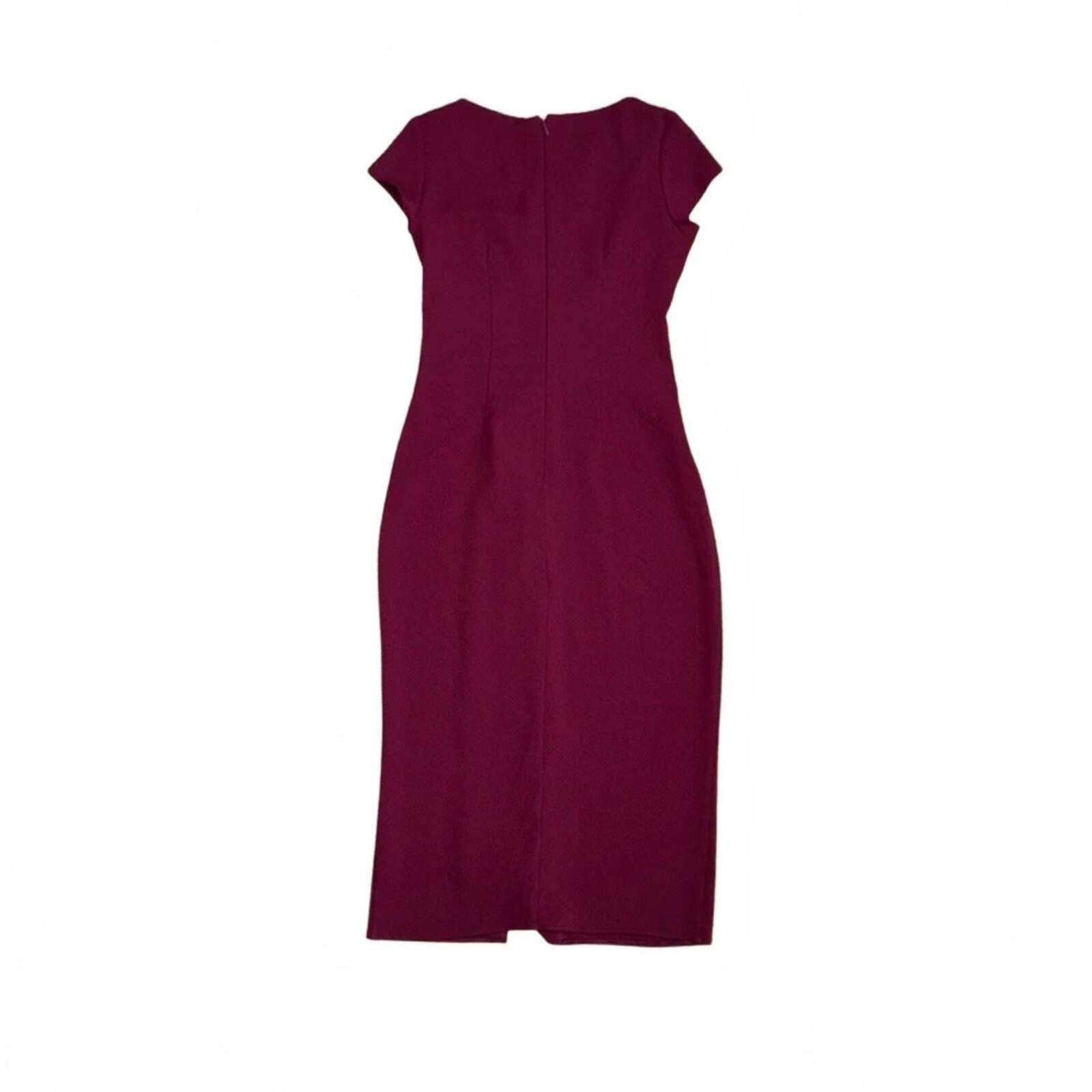 Dorothy Perkins Luxe Burgundy Midi Occasion Dress Size 8 Ruffle Pencil Bodycon