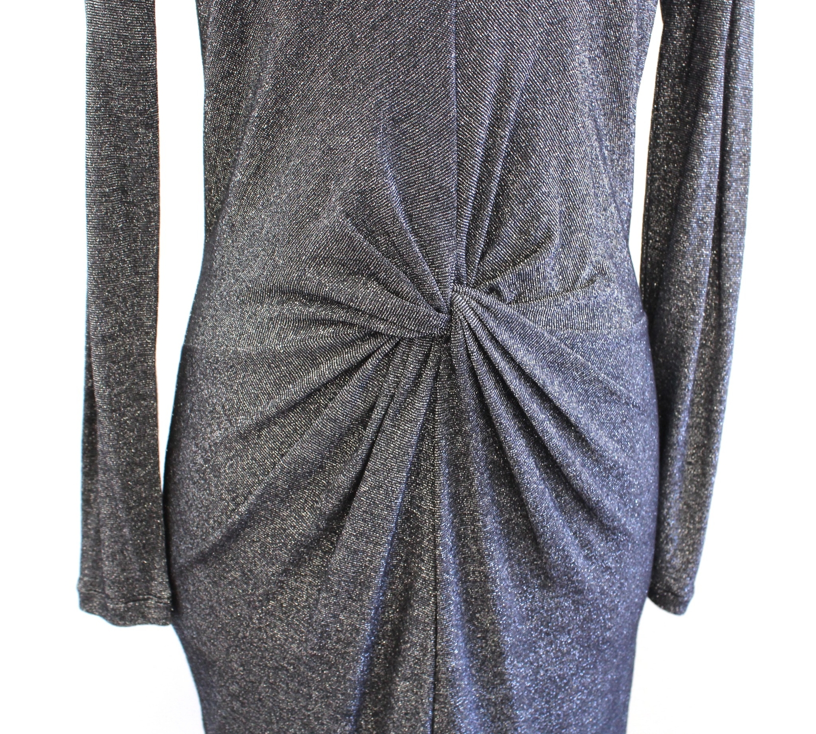 Ted Baker Lizzy Silver Black Metallic Shimmer Twist Cocktail Dress 0 1 US 2 4 ?