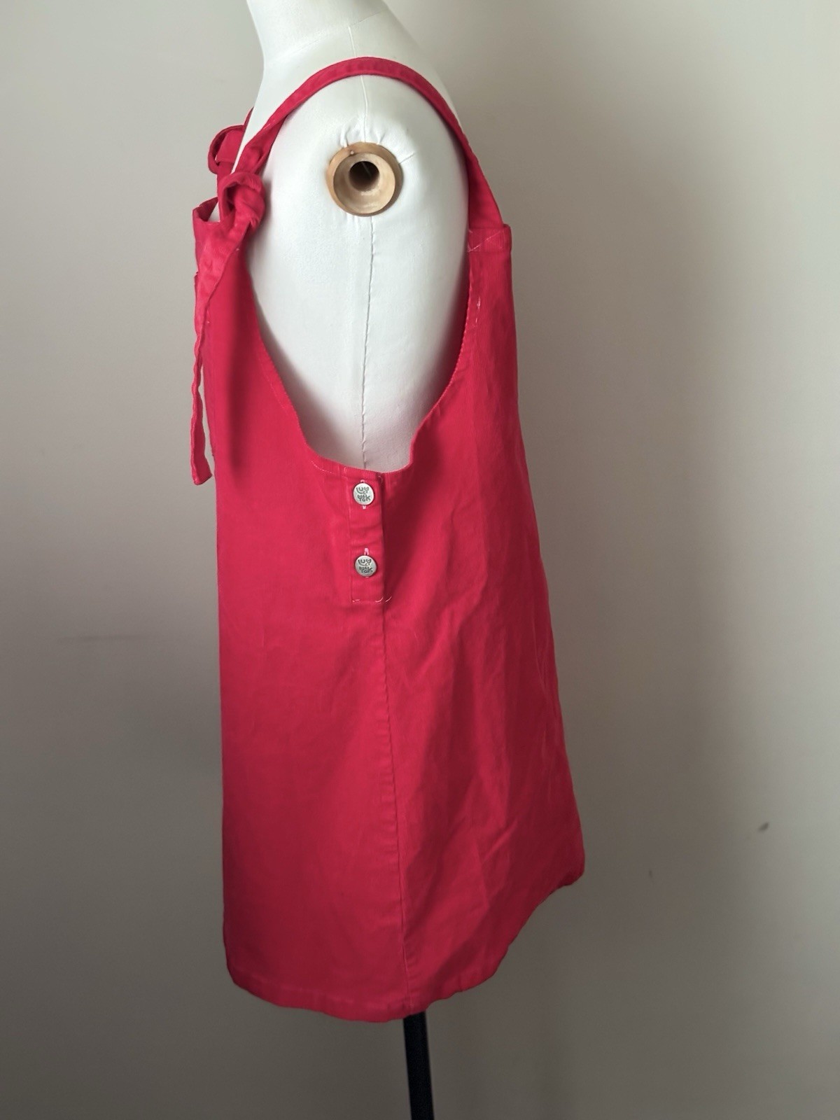 Lucy & Yak Red Corduroy Dungaree Pinafore Dress Organic Cotton Med