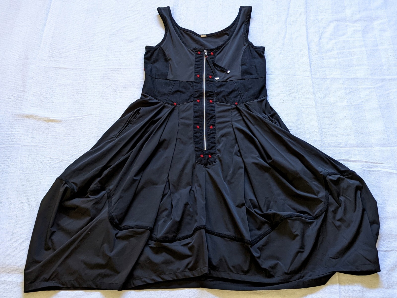 Black red layered look pockets punk gothic lolita vampire witch rave dress L