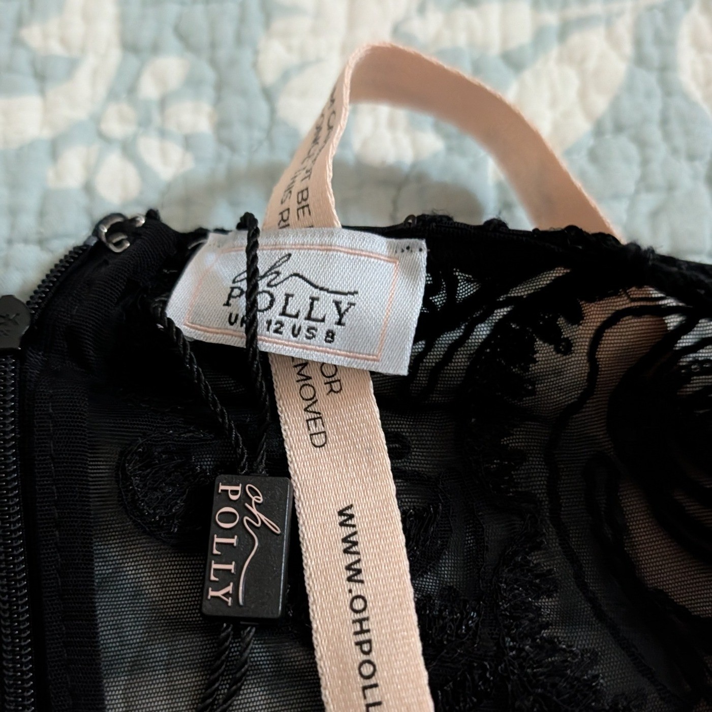 Oh Polly Nazara Black Sheer Embellished Bodysuit Sz 8 Corset Maxi Gown Dress NEW