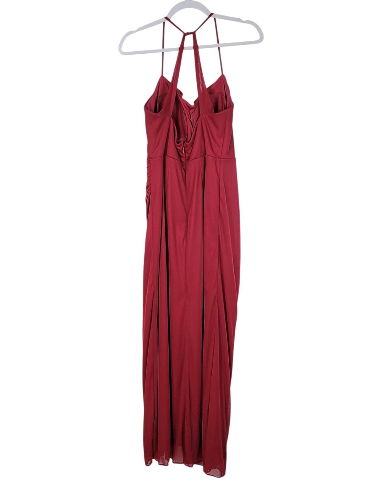 AZAZIE Deandra Burgundy Mermaid Pleated Mesh Maxi Dress Women’s Size A16 Formal