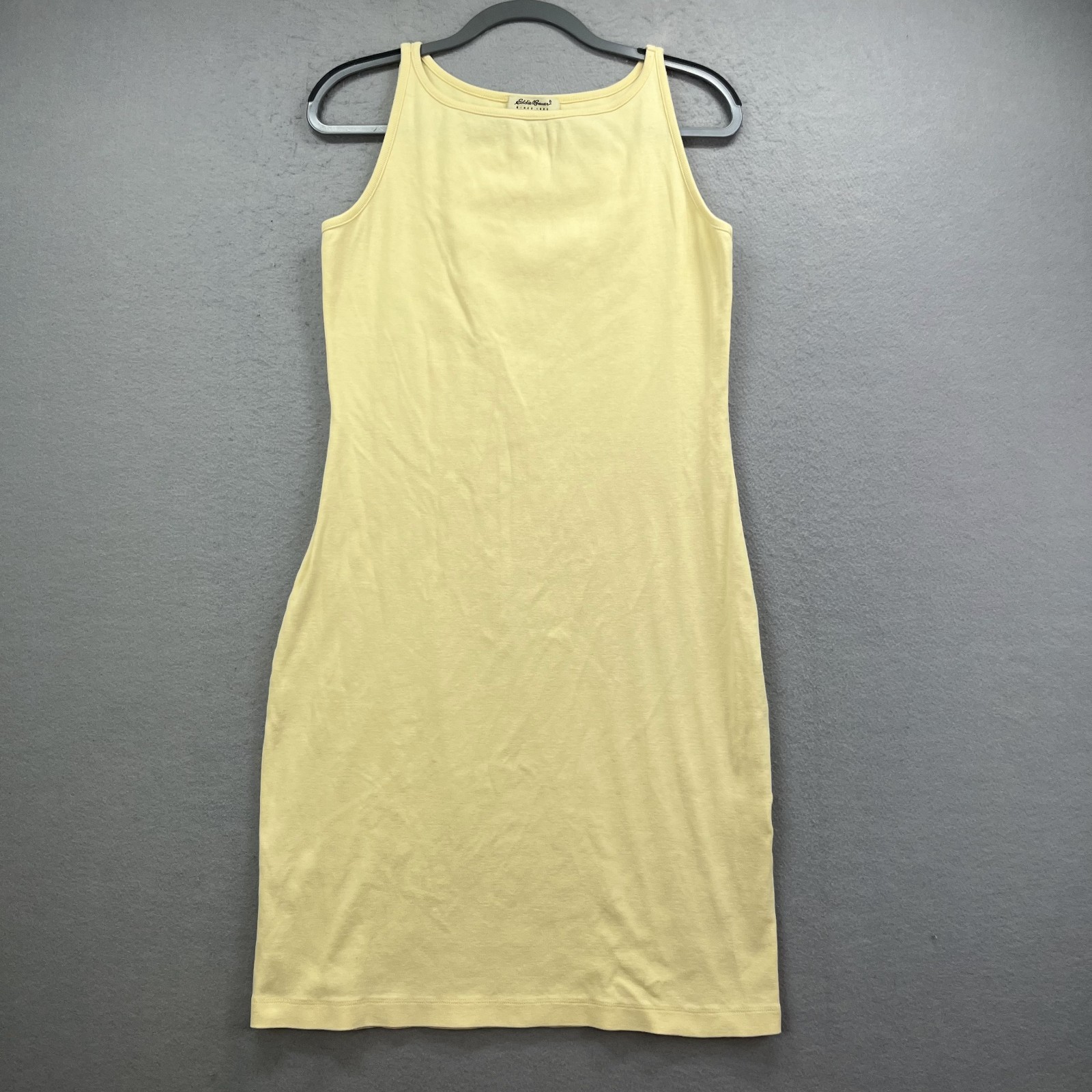 Eddie Bauer Dress Womens Medium M Tall Yellow Cotton Sleeveless Tank Sheath VTG