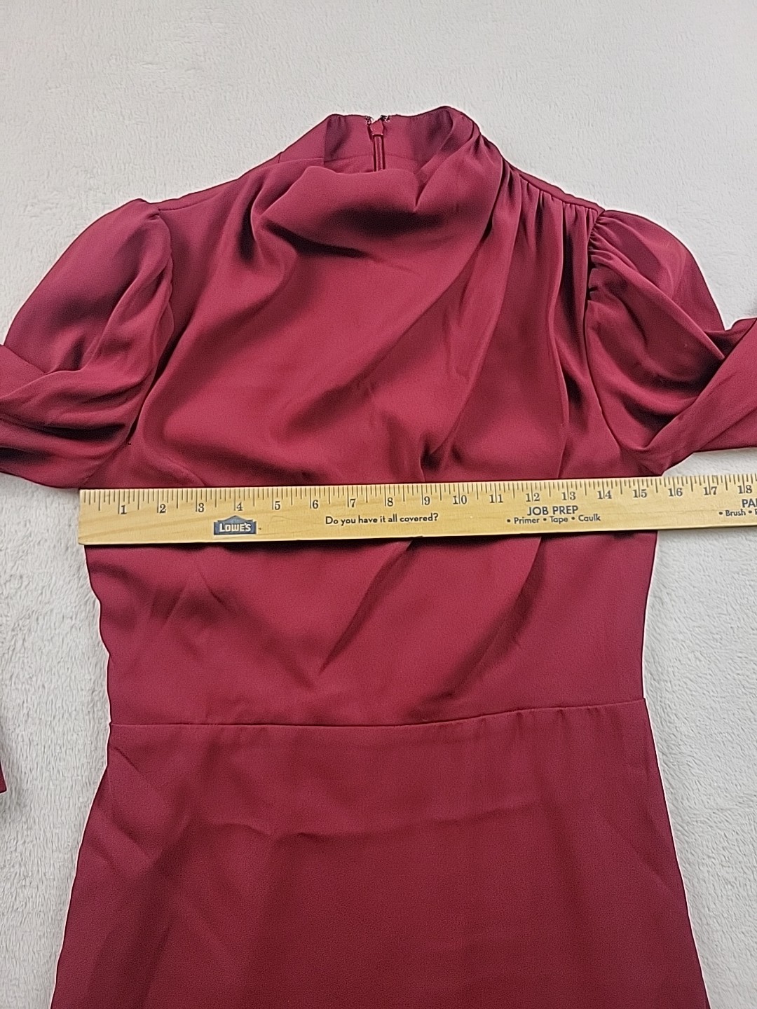Express Maroon Sz S Elegant Long Sleeve Dress Pleated Mock Neck Button Cuff