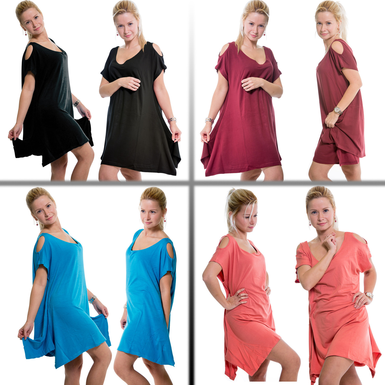 Eskaay Womens Casual Short Sleeve Cutout Shoulder Summer Party Loose Fit Top