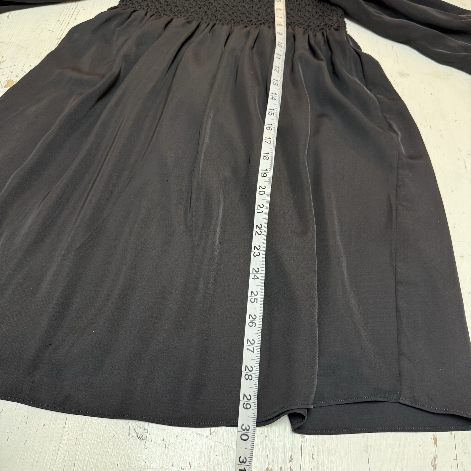 Tuckernuck Jade Melody Tam Smocked Shift Dress XS Black Satin Silky Tunic