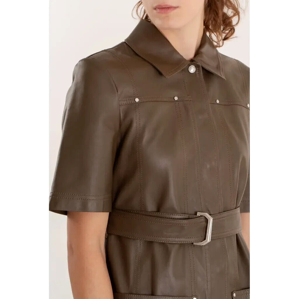 🌟 Sportmax by MAX MARA Nappa LEATHER Dress Usa2_ It36_ De32_ Uk4_ Fr34