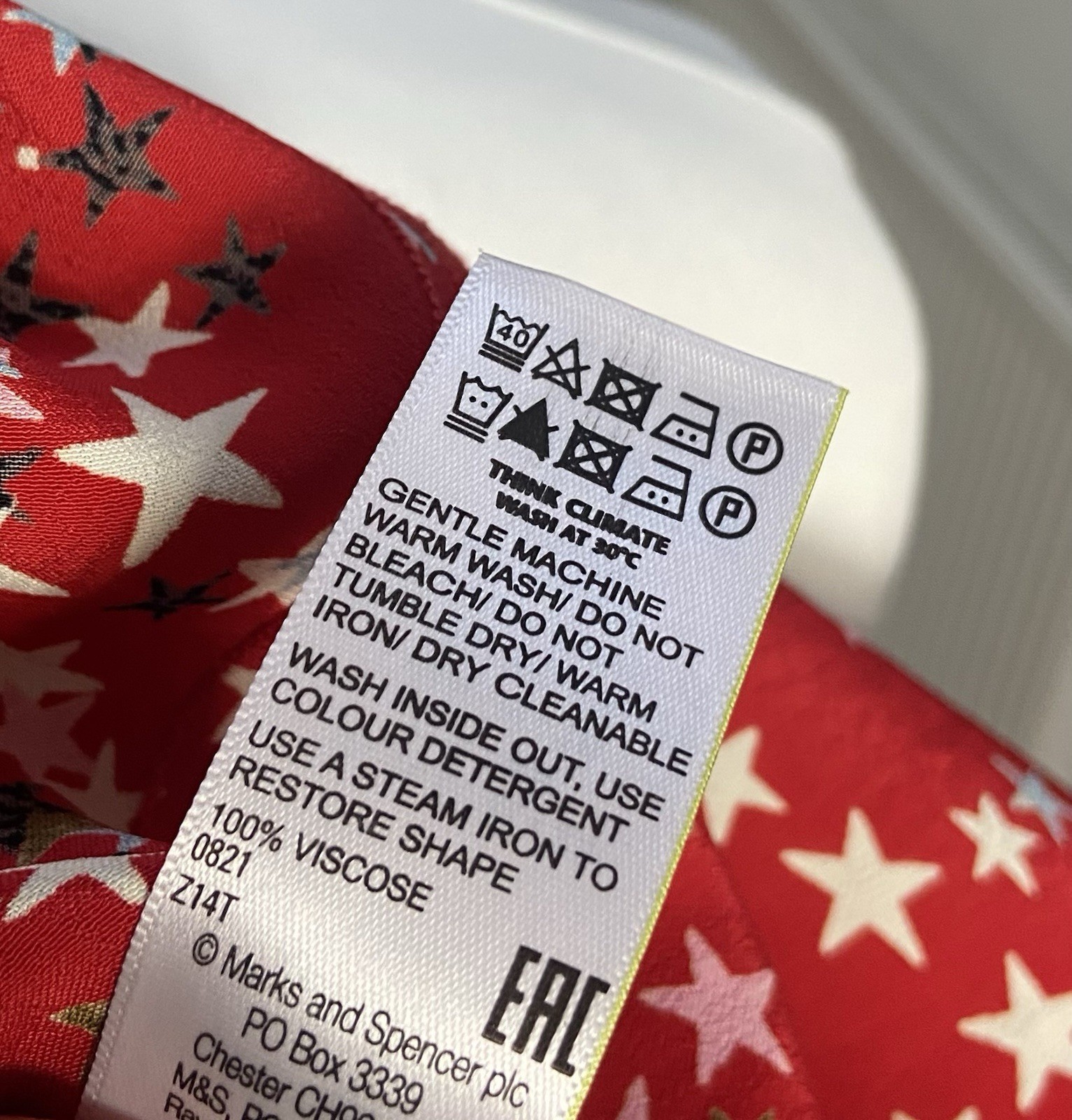 M&S X Ghost Red Star Print Midi Tea Dress Size 20 Retro