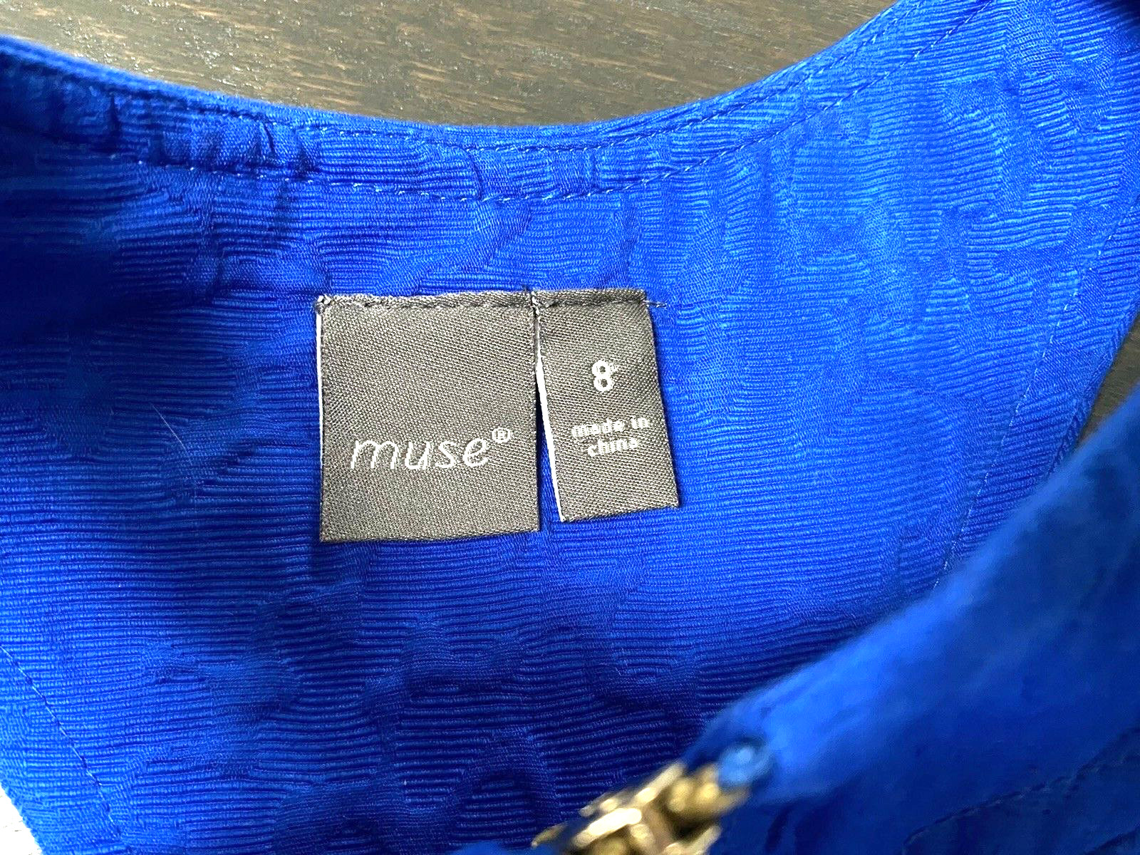 NWT~MUSE Royal Blue Textured Jacquard 100% Cotton Dress~8~Ret $159