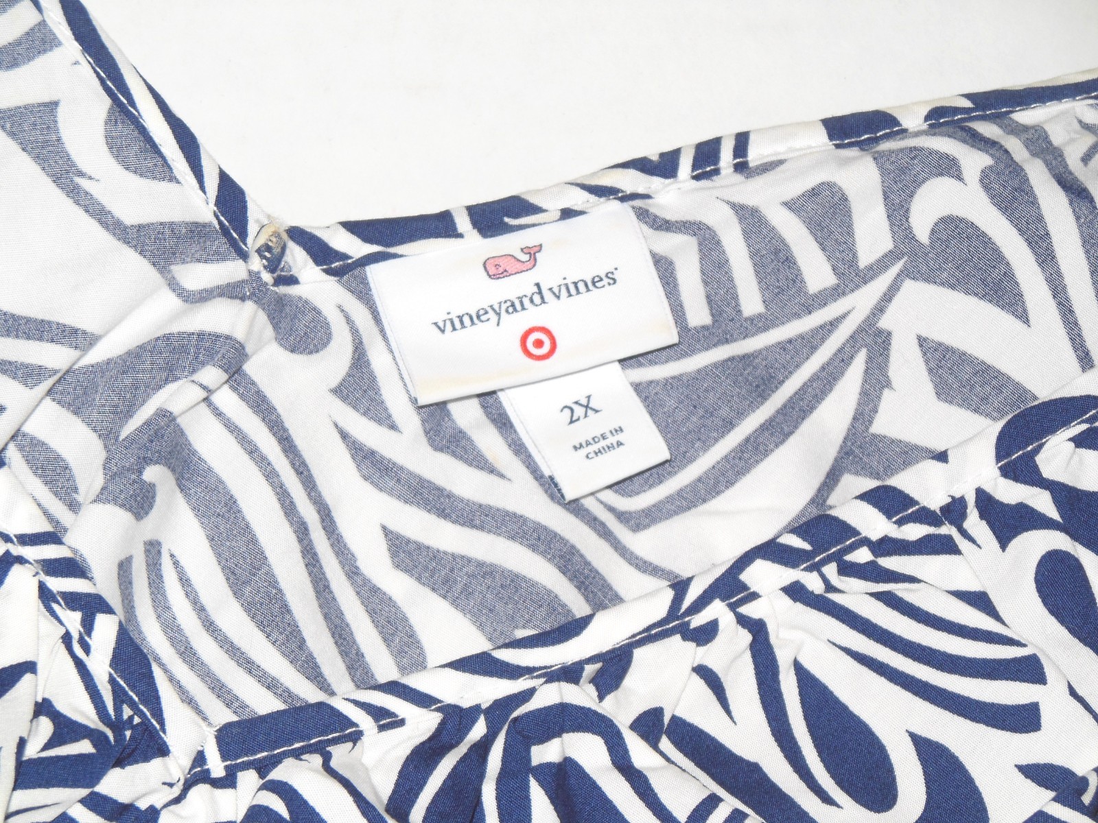 Vineyard Vines x Target Sun Dress sz 2X Sleeveless Blue White Rough Seas w Belt