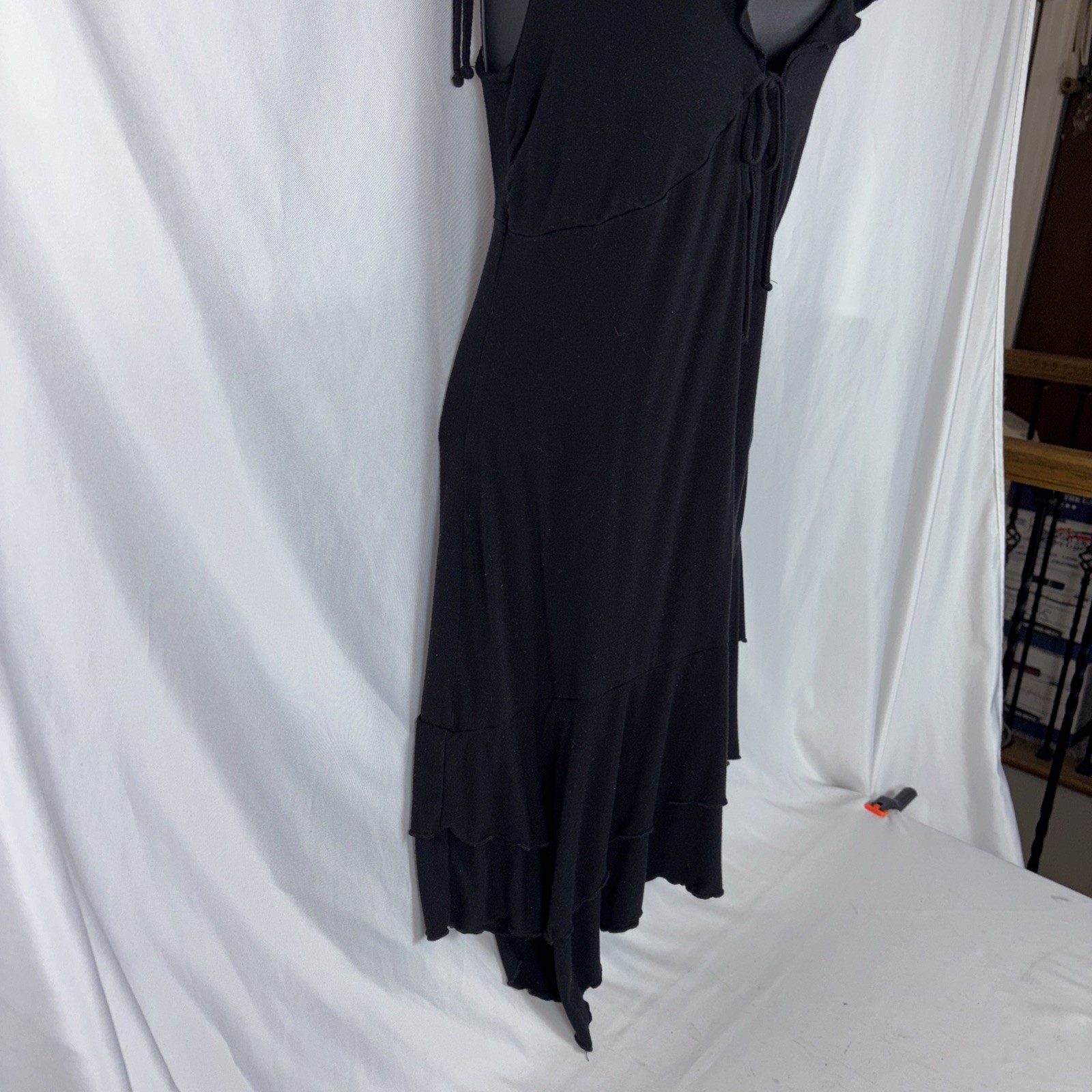 Wild Fable Ruffle Strap Sleeveless Black Ruffled Side Cinched Mini Dress Size S