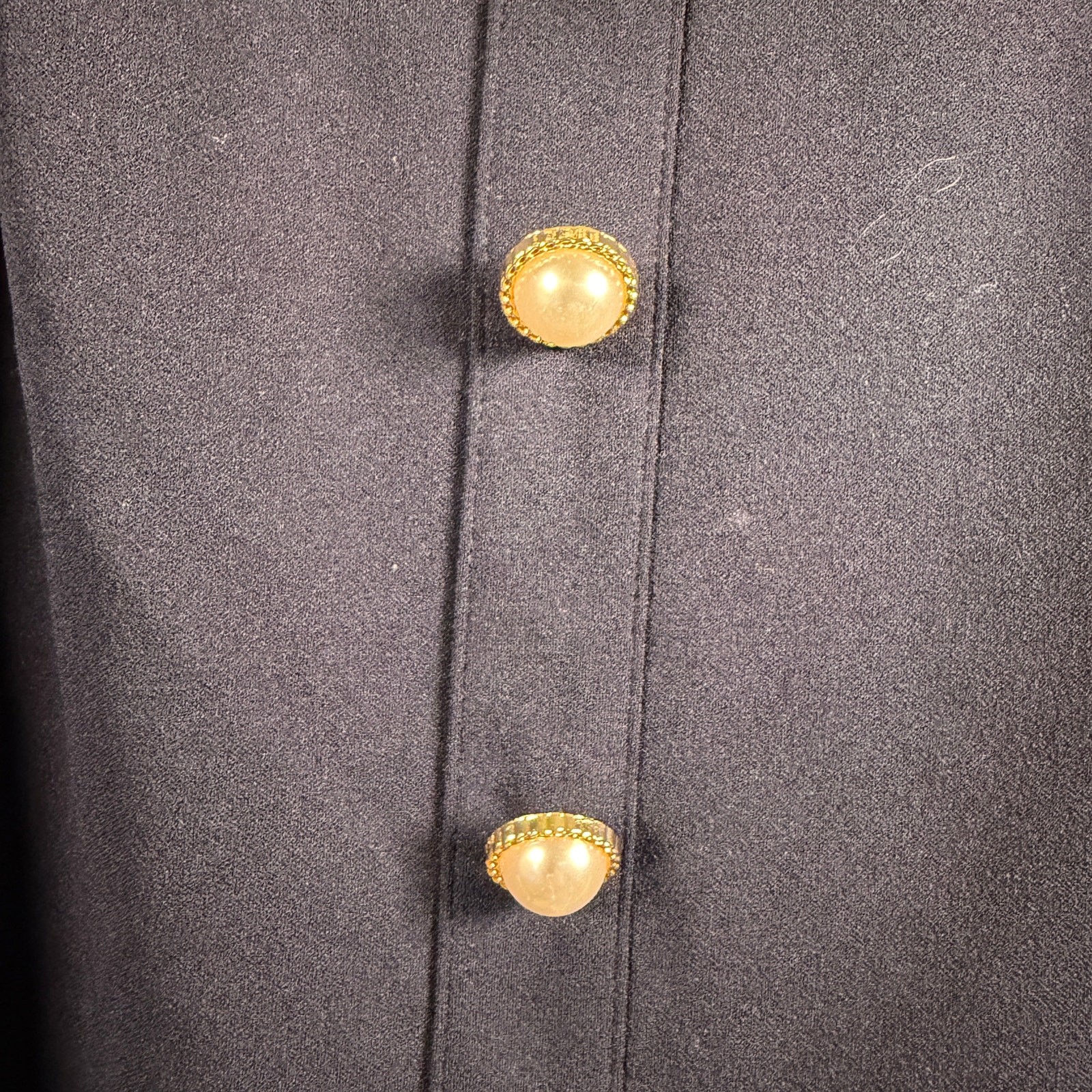 Alexia Admor Navy Bow Dress Pearl Button Front Lg Sl Mini Preppy Chic Size Small