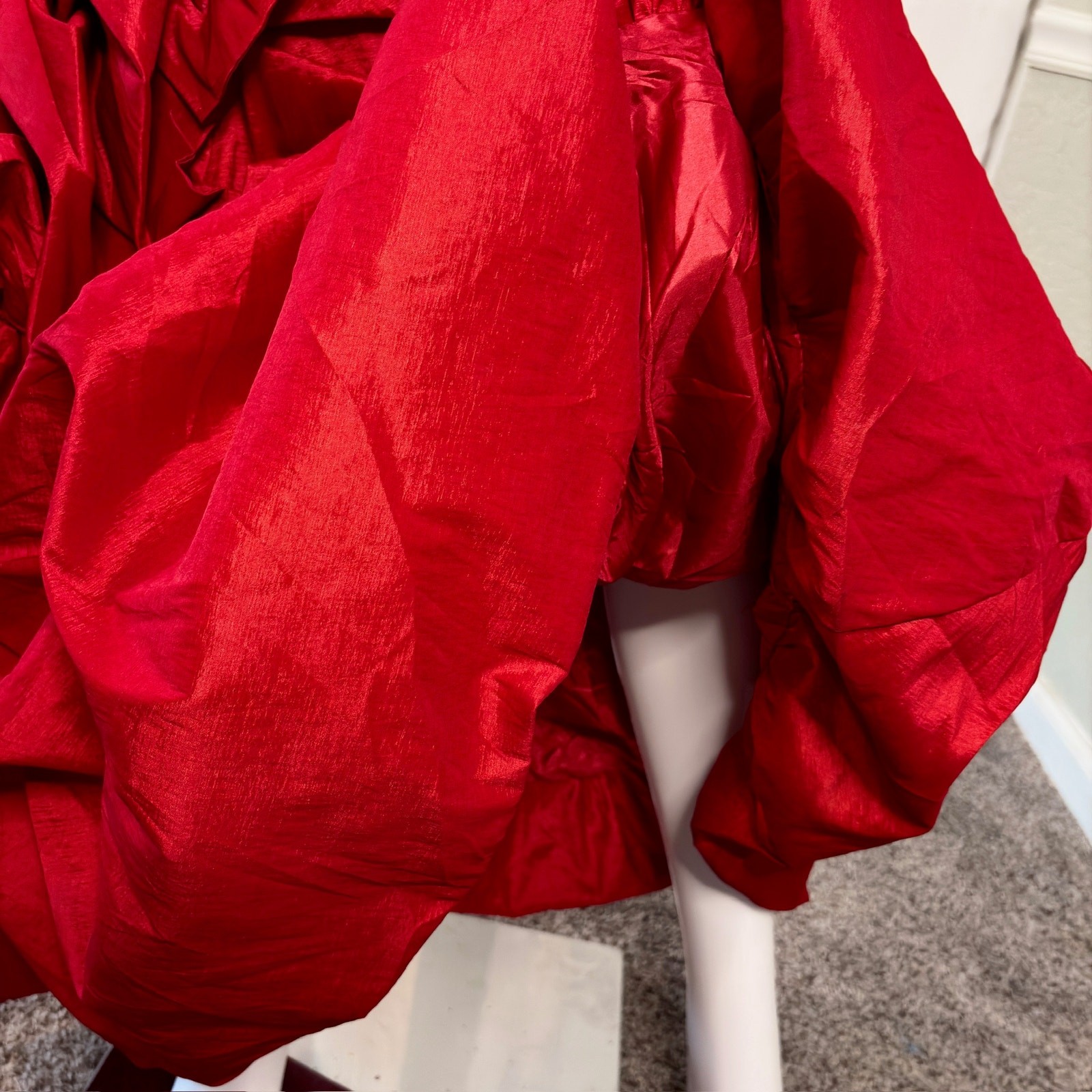 Dancing Queen Red Ruffle Dress Size Medium Ruched Mermaid Gown Formal Y2K Glam