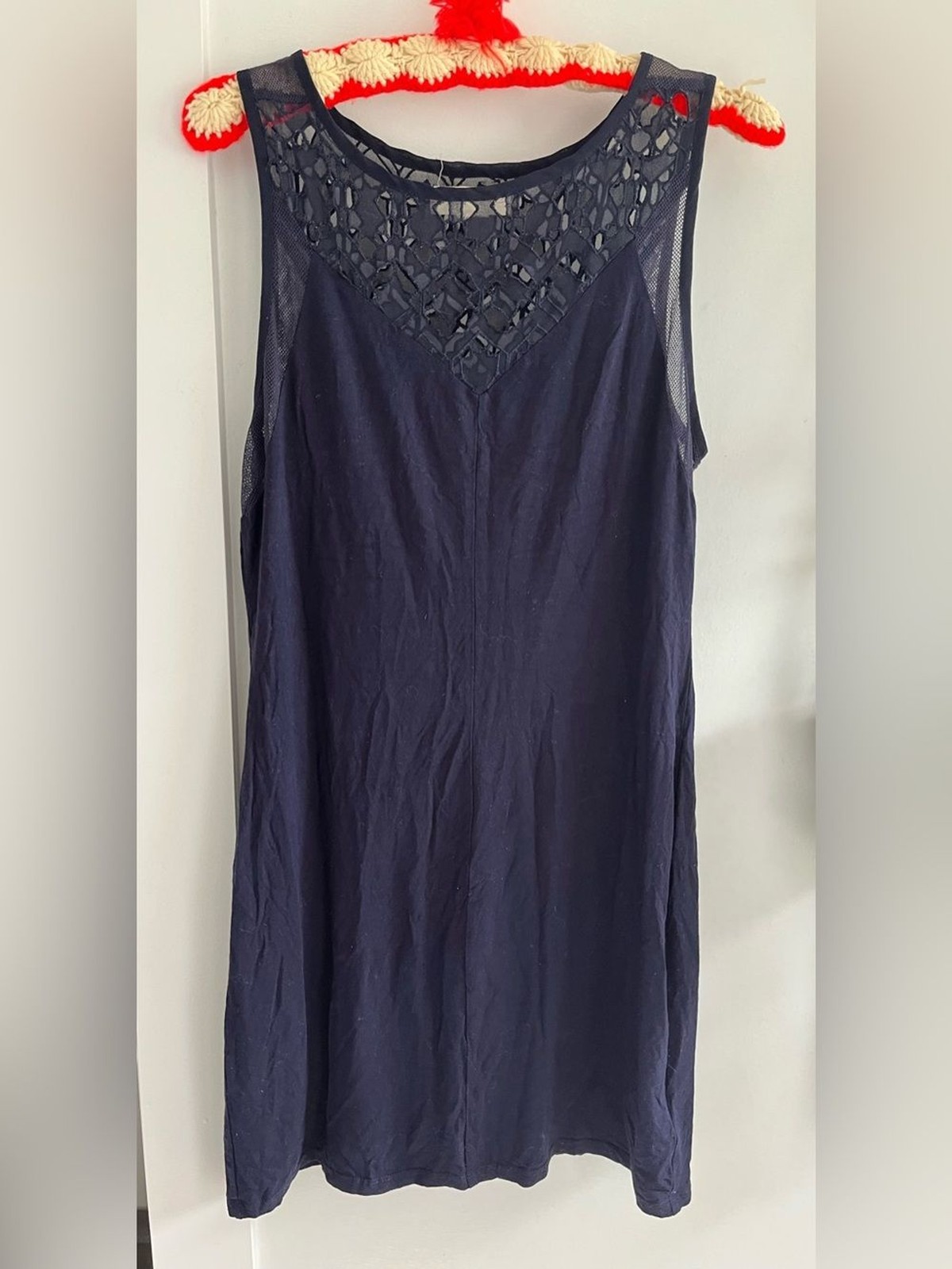 Lace and mesh top stretchy mini tank sleeveless dress