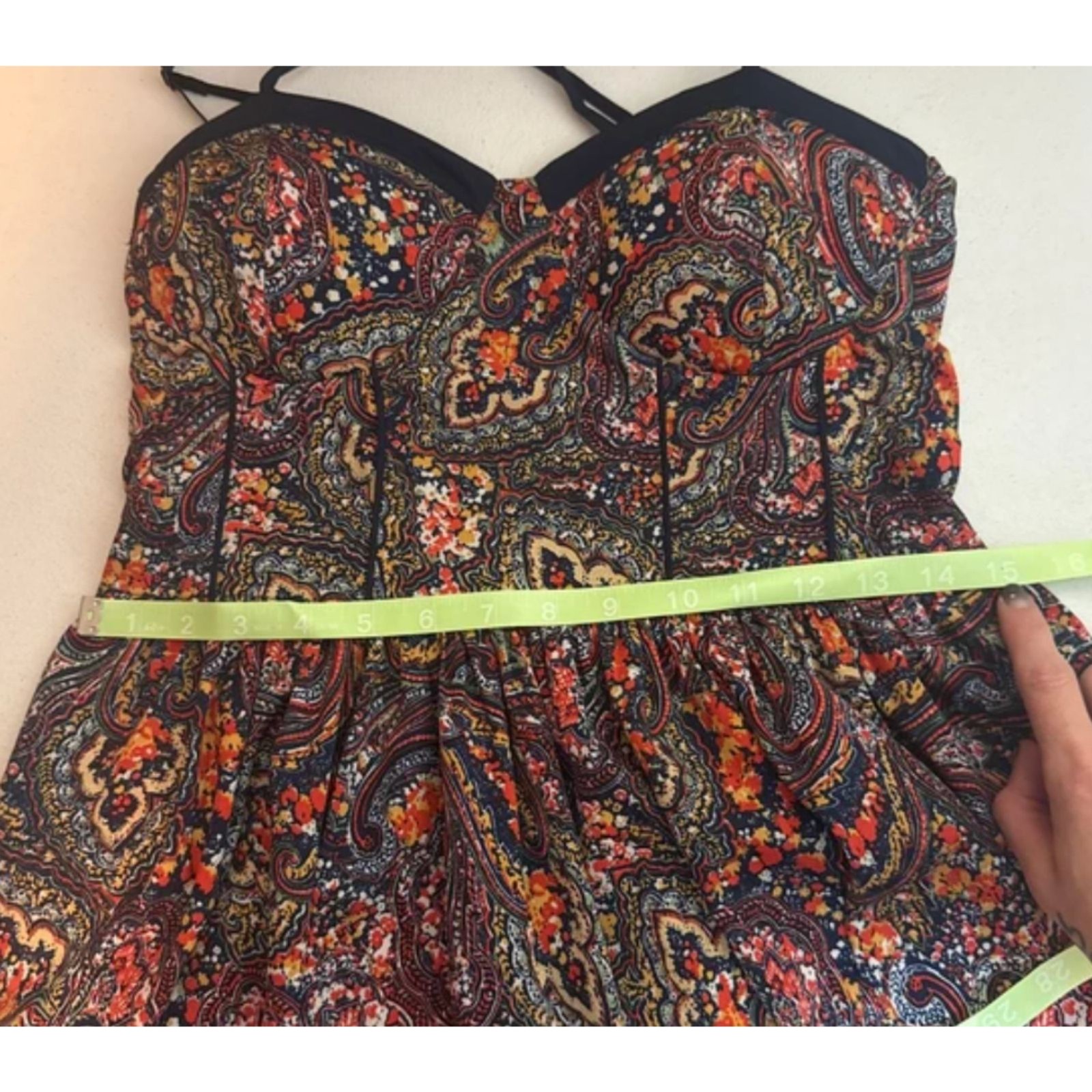 American Rag Multicolor Paisley Adjustable Straps Pockets Dress Women’s L 2015