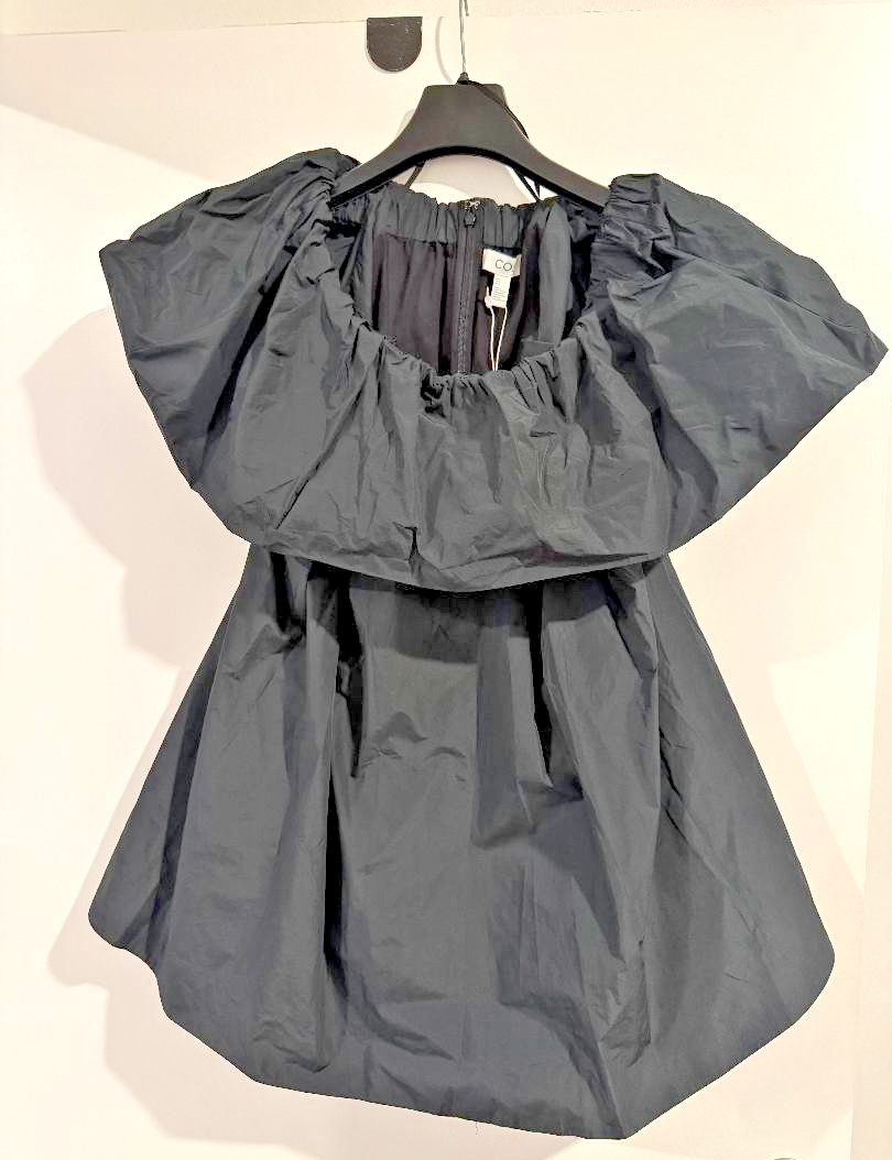 The COS Voluminous Off-The-Shoulder Black Mini Dress, Size 6