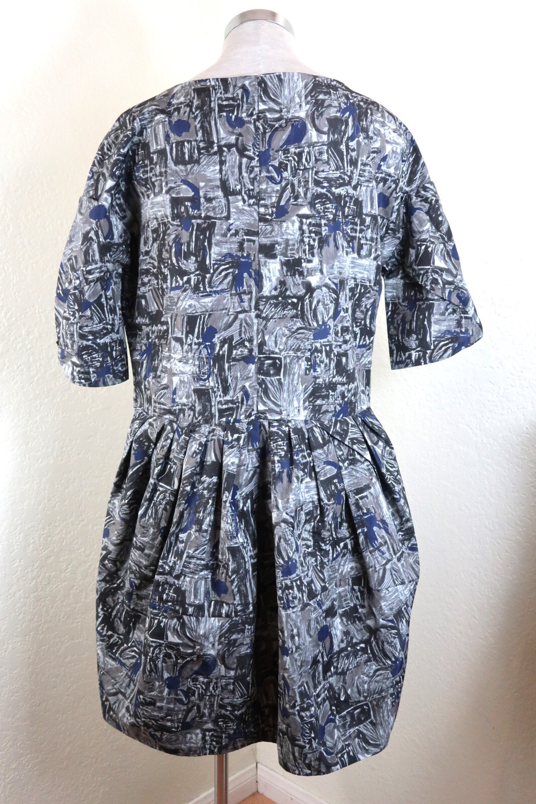 MARNI Grey Puff Sleeves Balloons Polyester Sheath Mini Dress Small Med 40 6 7 8