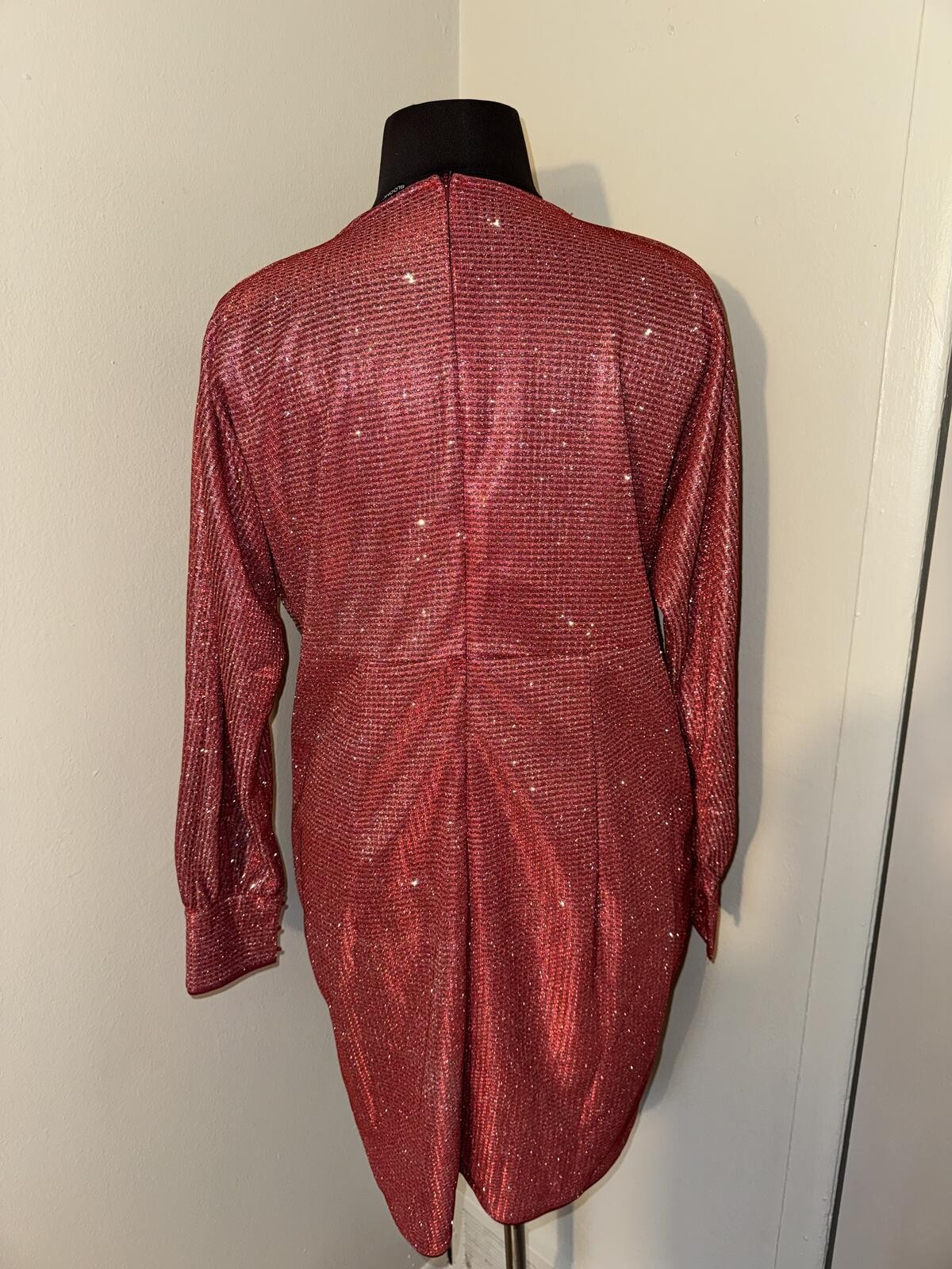 BloomChic Red Metallic Shimmer Mini Dress Size 16