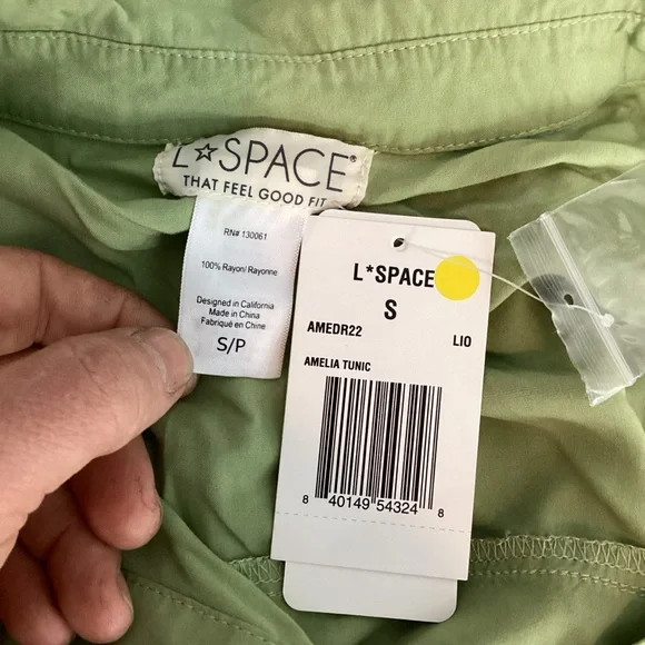 L*SPACE Amelia Tunic Dress Green Button Front Size S