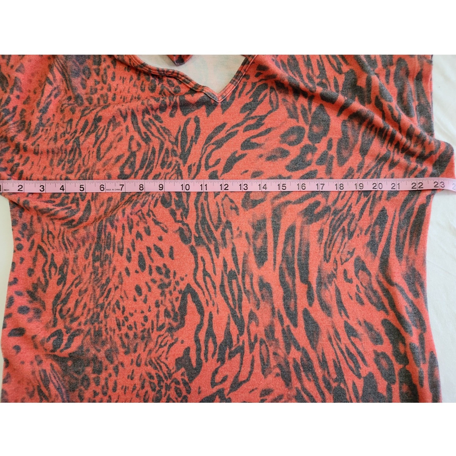 Stark X Red Animal Print Choker Neck Midi Dress Leopard V-Neck Medium