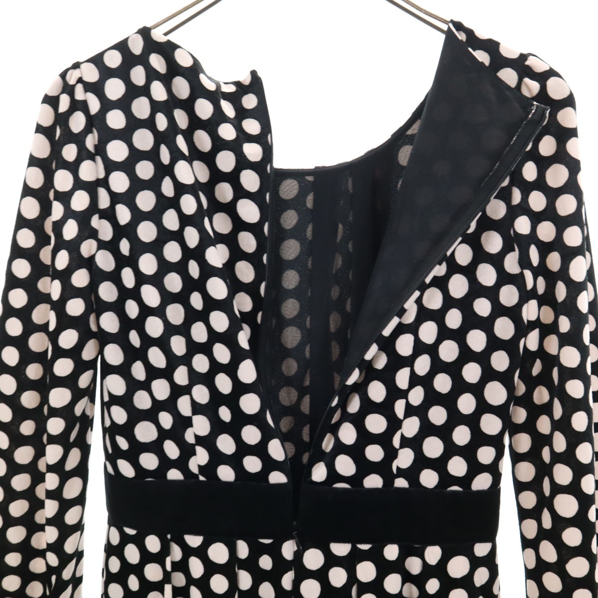 Used ANAYI made in Japan Dot Pattern Long sleeve Velor-like one piece Women