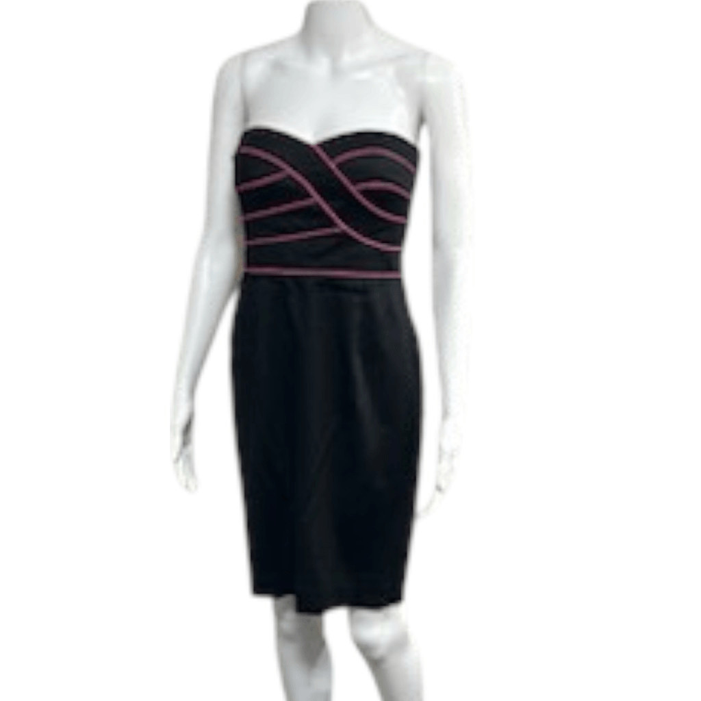 Calvin Klein Y2K 90’s Strapless Black & Neon Pink Dress Sz 2 Preowned