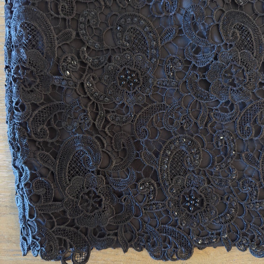 AIDAN MATTOX 100% SILK Chiffon Floral Lace Blouson Cocktail Mini Dress-Black-6