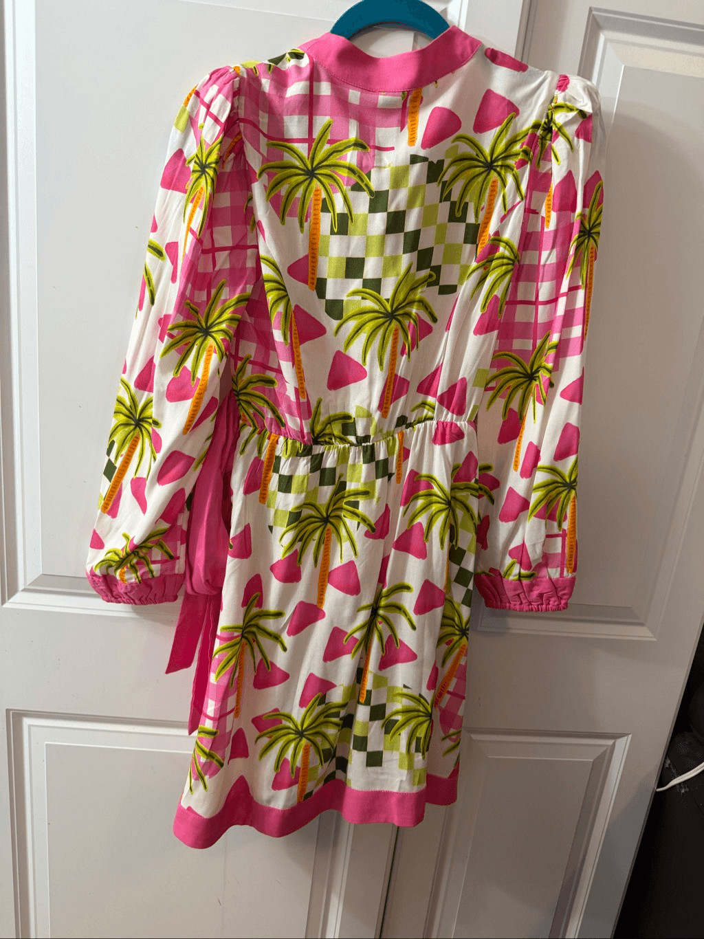 NWT Celina Moon Lomg Sleeve Palm Print Wrap Mini Dress Size XS New