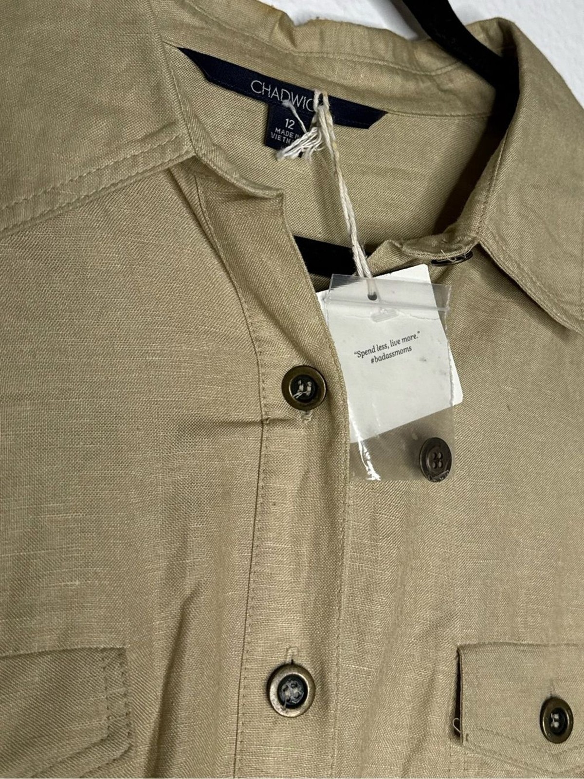 Chadwicks – Khaki Button Front Midi Shirt Dress with Pockets