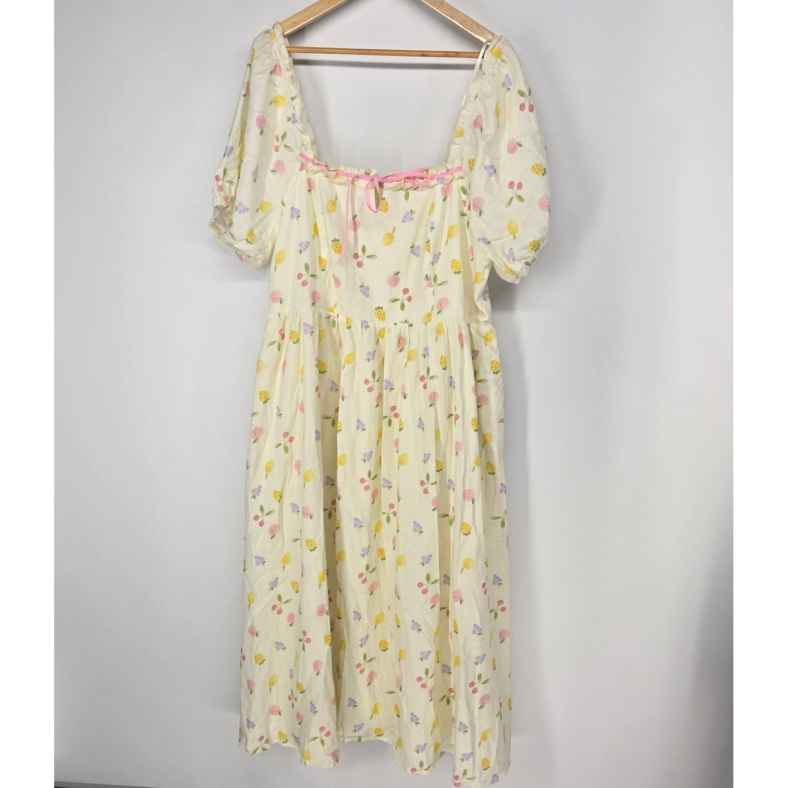 Morning Lavender Dress 3XL Summer Fruit Puff Sleeve Smocked Boho Coquette NEW