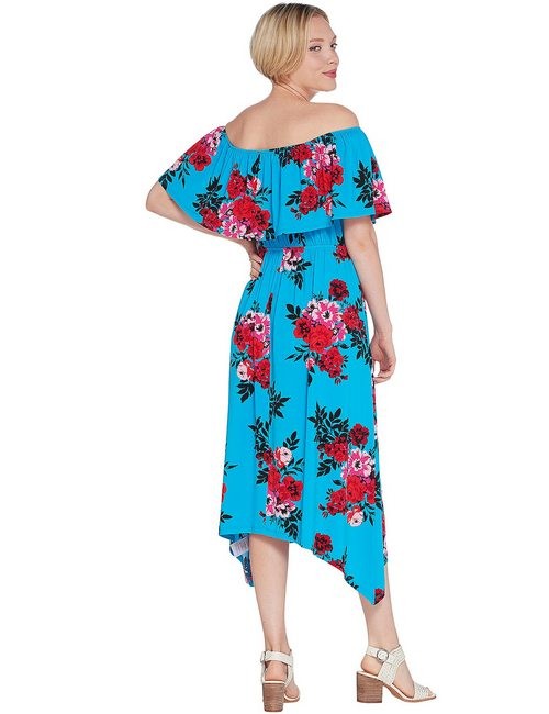 Du Jour Yellow On Off-the-Shoulder Floral Knit Dress New Sharkbite Hem